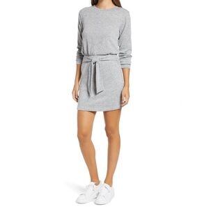 NWT Fraiche by J Tie Front Long Sleeve Knit Dress in grey size medium